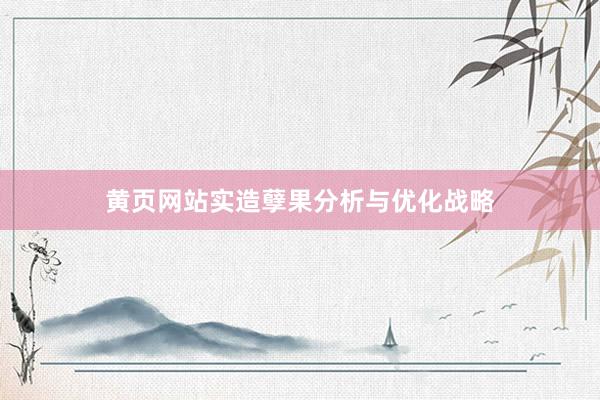 黄页网站实造孽果分析与优化战略